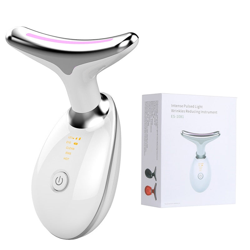 Neck Face Beauty Device LED Photon Therapy Skin Tighten Reduce Double Chin Anti Wrinkle