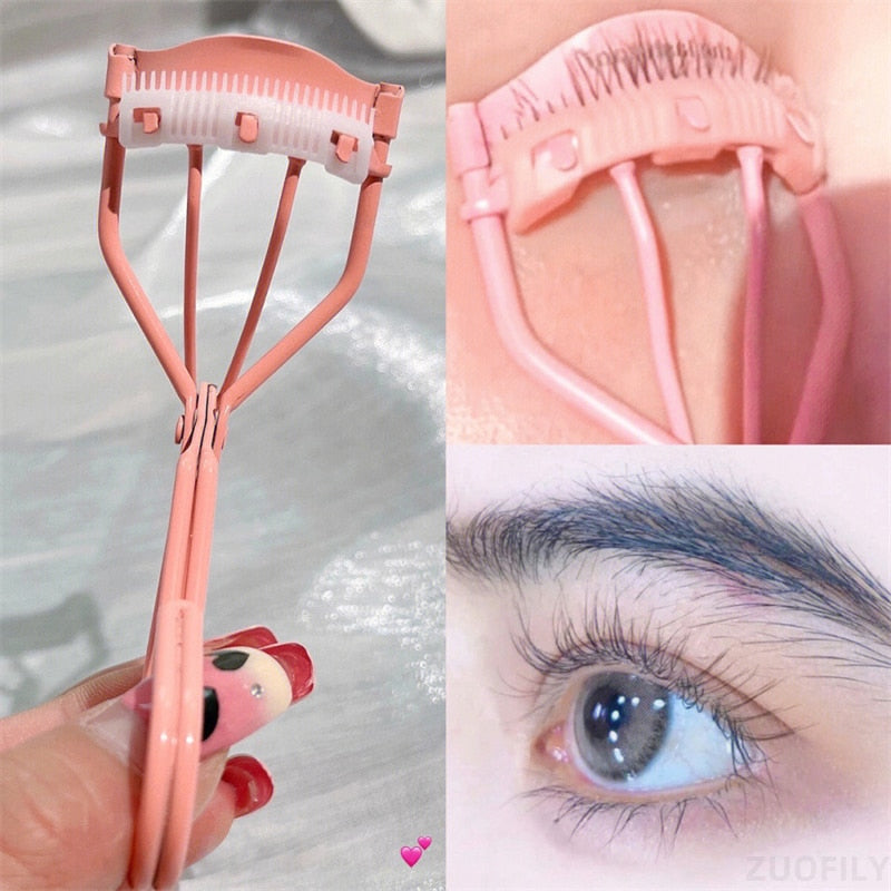 2pcs Pink Eyelash Curler with Eyelash Comb Long Lasting Eyelash Curler With Brush