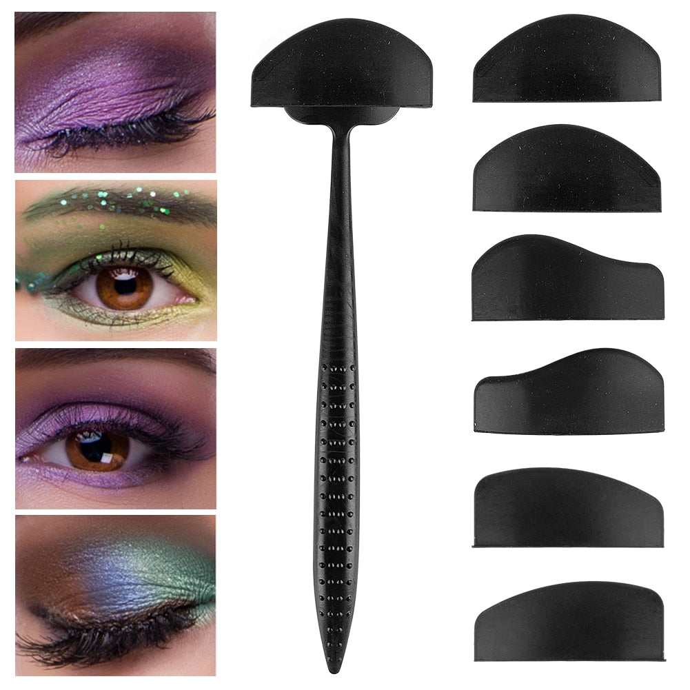 6 In 1 Silicone Shadow Seal Line Kit with Eyeshadow Brush Cut Crease Makeup Stencil